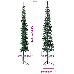 vidaXL Demi sapin de Noël artificiel mince avec support Vert 240 cm pas cher