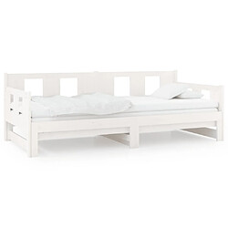 Maison Chic Lit d'appoint Blanc Bois de pin solide 2x(90x190)cm,Lit coulissant Lit de repos -GKD71661