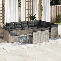 Maison Chic Salon de jardin avec coussins 12 pcs | Ensemble de Table et chaises | Mobilier d'Extérieur gris résine tressée -GKD37984