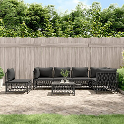 Maison Chic Salon de jardin 7 pcs + coussins - Mobilier/Meubles de jardin - Table et chaises d'extérieur anthracite acier -MN39216