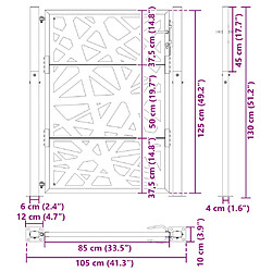 vidaXL Portail de jardin noir 105x130 cm acier conception de lumière pas cher