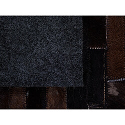 Beliani Tapis en cuir et laine marron et beige 160 x 230 cm AKSEKI pas cher