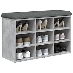 Decoshop26 Banc de rangement à chaussures gris béton 82 x 32 x 50 cm bois d'ingénierie gris DEC024906