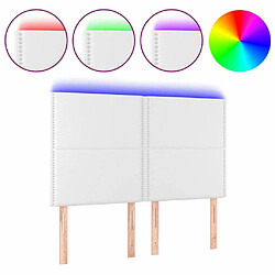 Maison Chic Tête de lit moderne à LED lumineuse pour chambre - Décoration de lit Blanc 144x5x118/128 cm Similicuir -MN68187