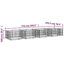 vidaXL Chenil d'extérieur pour chiens Acier 15,02 m² pas cher