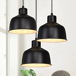 NETTLIFE Suspension Métal Diam.17,8 cm E27 Noir Vintage Industriel Rétro Cuisine Lampe 3 Ampoules pour Salle à Manger Chambre Salon Cuisine Hôtel