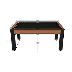 Avis De Faugeres Billard convertible table 6 personnes Texas hêtre boisé et noir (tapis)