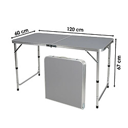 TABLE DE RANDONNEE TABLE D'EXTERIEUR TABLE DE CAMPING PLIABLE TABLE DE PIQUE NIQUE PLIABLE EN ALUMINIUM GRIS 120X60XH67CM+Sunnydays