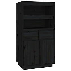 vidaXL Buffet haut Noir 60x40x116,5 cm Bois massif de pin