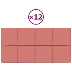 vidaXL Panneaux muraux 12 pcs Rose 60x30 cm Velours 2,16 m²