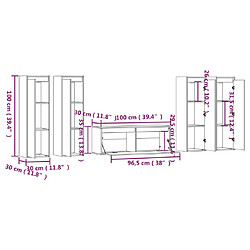 vidaXL Meubles TV 5 pcs Blanc Bois massif de pin pas cher