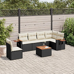 Maison Chic Salon de jardin 7 pcs avec coussins | Ensemble de Table et chaises | Mobilier d'Extérieur noir résine tressée -GKD29047