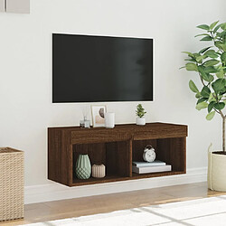 Acheter vidaXL Meuble TV avec lumières LED chêne marron 80x30x30 cm