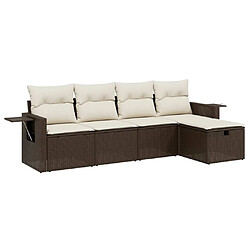 vidaXL Salon de jardin avec coussins 5 pcs marron résine tressée