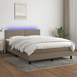 Sommier à lattes LED,Cadre à lattes de lit avec matelas pour Adulte Taupe 140x200 cm Tissu -MN46504