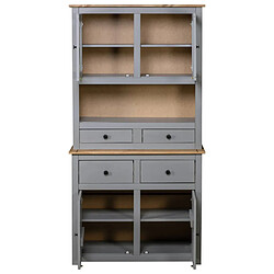 Avis vidaXL Buffet haut Gris 93x40,5x180 cm Pin Gamme Panama