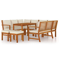 vidaXL Ensemble à manger de jardin coussins 9 pcs Bois acacia