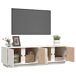 Maison Chic Meuble TV scandinave - Banc TV pour salon Blanc 140x40x40 cm Bois de pin massif -MN82012 pas cher