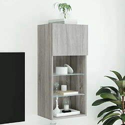 Maison Chic Meuble TV avec lumières LED, Banc TV pour salon, Meuble de rangement sonoma gris 40,5x30x90 cm -GKD82540