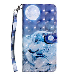 Etui en PU impression de motif de décor spot lune et loup pour votre Xiaomi Redmi Note 8 Pro