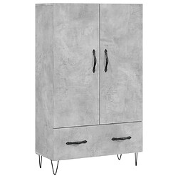 vidaXL Buffet haut gris béton 69,5x31x115 cm bois d'ingénierie