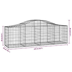 Acheter vidaXL Panier de gabions arqué 200x50x60/80 cm Fer galvanisé