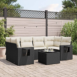 Maison Chic Ensemble Tables et chaises d'extérieur 7pcs avec coussins,Salon de jardin noir résine tressée -GKD653851