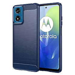 Htdmobiles Coque pour Motorola Moto G04 / G24 - housse etui silicone gel carbone + verre trempe - BLEU FONCE