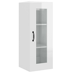 vidaXL Armoire murale suspendue Blanc brillant 34,5x34x90 cm