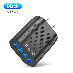 Fast Charge 4 USB Port Hub Chargeur Mural Adaptateur Secteur Prise Américaine Cube Noir