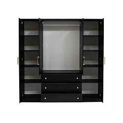 Avis Vente-Unique Armoire 4 portes et 3 tiroirs - L196 cm - Noir - LIZANDRO