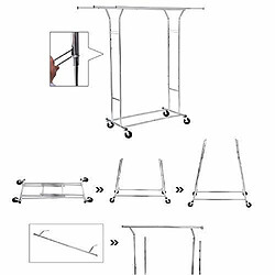 Portant à vêtements, Penderie métallique, Charge Max,110 kg, Double Barres Extensibles, Hauteur réglable, Mobile, avec roulettes, Mètal chromé HSR12S SONGMICS pas cher