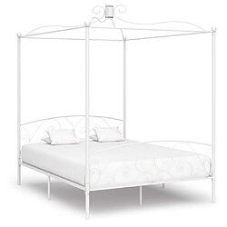 vidaXL Cadre de lit à baldaquin sans matelas blanc métal 180x200 cm 