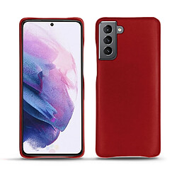 Coque cuir Samsung Galaxy S21 - Coque arrière - Rouge ( Nappa - Pantone #d50032 ) - NOREVE