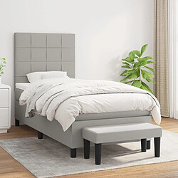 Maison Chic Lit Adulte - Lit simple Lit à sommier tapissier avec matelas moelleux - Meuble de Chambre - Gris clair 100x200cm Tissu -MN60626