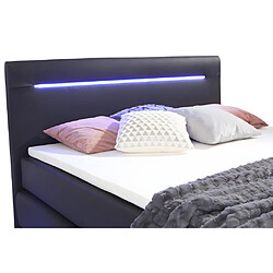 Avis Vente-Unique Ensemble complet boxspring tête de lit avec leds + sommiers coffre + matelas + surmatelas - 160 x 200 cm - Simili - Noir - KEROS de YSMÉE