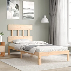 Maison Chic Cadre/structure de lit avec tête de lit pour adulte - Lit Moderne Chambre simple bois massif -MN79757