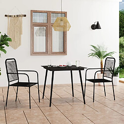 Maison Chic Mobilier à dîner 3 pcs de jardin - Ensemble table et chaises d'extérieur - Salon/Mobilier de jardin classique Corde en coton et acier Noir -MN28333