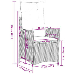 vidaXL Chaise inclinable de jardin avec coussins beige résine tressée pas cher