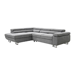 Vente-Unique Canapé d'angle gauche convertible en tissu texturé gris NURAZIO pas cher