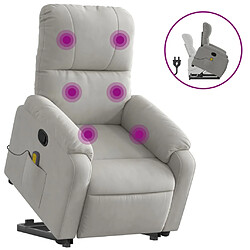 vidaXL Fauteuil inclinable de massage gris clair tissu microfibre