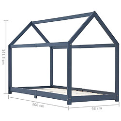 vidaXL Cadre de lit d'enfant Gris Bois de pin massif 90 x 200 cm pas cher