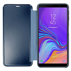 Avizar Housse Galaxy A7 2018 Étui Folio Miroir Clapet translucide Stand Vidéo - Bleu pas cher