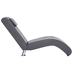 Avis vidaXL Chaise longue avec oreiller Gris Similicuir