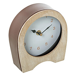 Horloge de table Alexandra House Living Marron Beige Bois Métal 14 x 16 x 5 cm pas cher