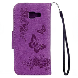 Avis Wewoo Housse Étui Violet pour Samsung Galaxy A3 2017 / A320 Papillons Gaufrage Horizontal en cuir Flip avec support et Slots de cartes Portefeuille & Longe