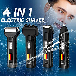 Avis Universal Rasoir à barbe électrique 4 en 1 rechargeable Ciseaux Nez Accessoires de cheveux Orthèses Rasoir de massage sans fil Homme imperméable Portable |(Le noir)