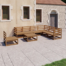 vidaXL Salon de jardin 8 pcs marron miel bois de pin massif