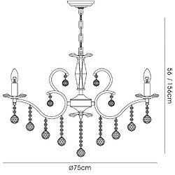 Avis Luminaire Center Suspension Zinta 8 Ampoules doré/cristal