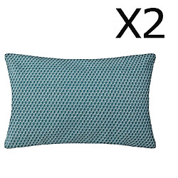 Pegane Lot de 2 Coussins bleu canard déhoussable - 30 x 50 cm 